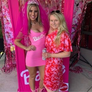 One shoulder pink floral dress